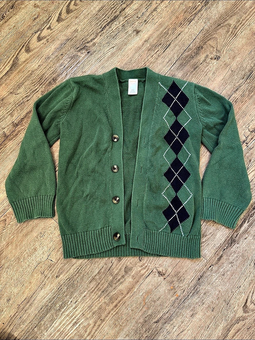 Gymboree Girls Argyle Cardigan Green Size Medium (7-8)